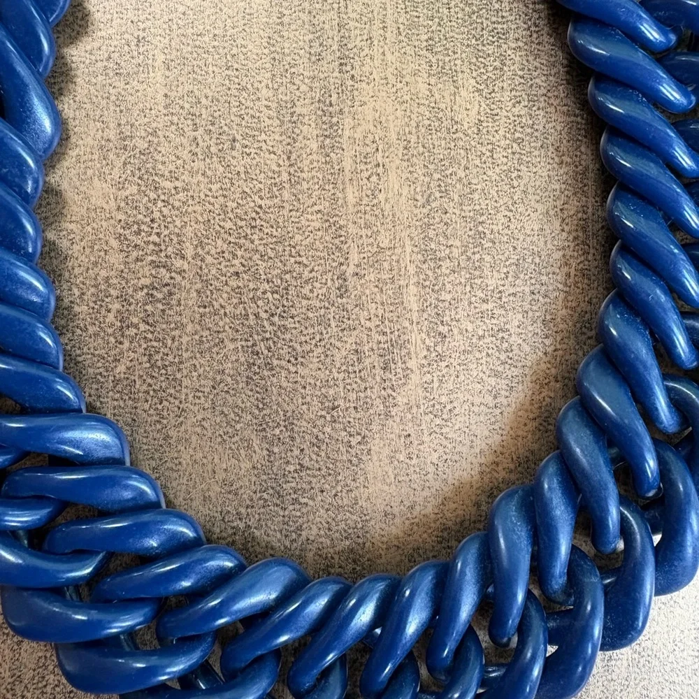 Chunky Vintage Blue Flat Chain Necklace - Picture 6 of 7